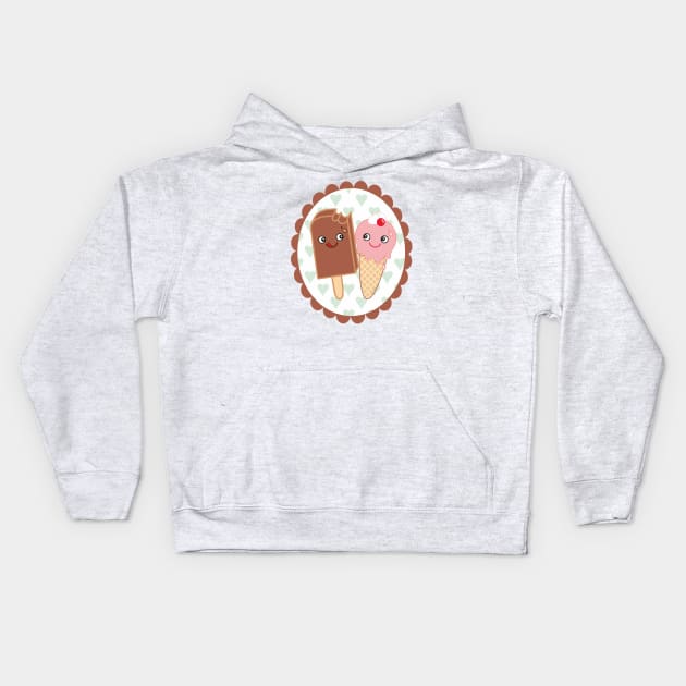 Ice creams in love Kids Hoodie by Pendientera